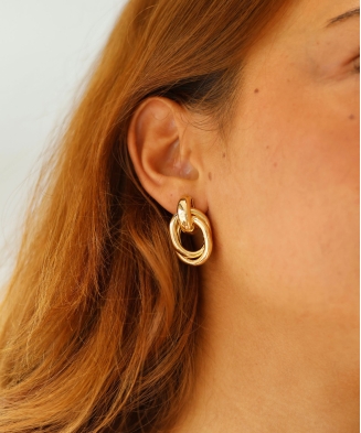 Boucles d'oreilles "Gladys" acier doré