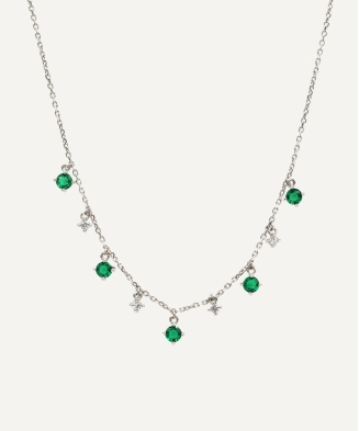 Collier "Loréna" oxydes verts argent