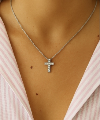 Collier "Croix" Argent oxydes