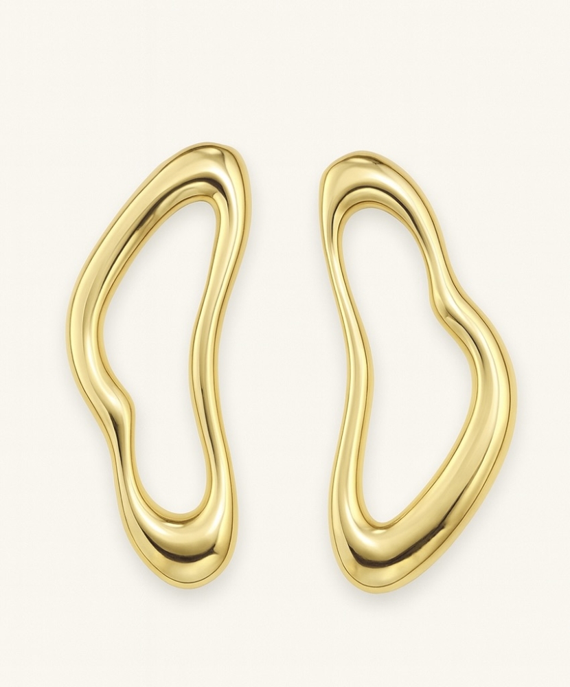 Boucles d'oreilles "Brune" acier doré